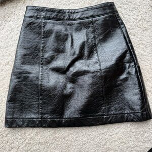 Topshop Shiny Black Mini Skirt